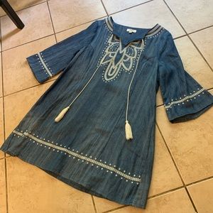 Umgee Denim/Linen Boho Dress